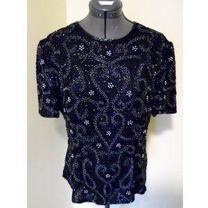 Vintage! Stenay Beaded Top, Short Sleeve ~ Great for any Occasion ~ Size Large